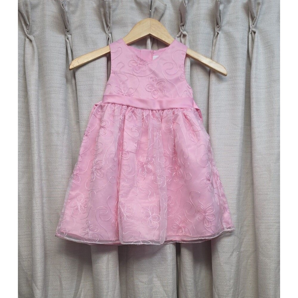 Little Girl size 3T Pink Embroidered Floral Pink Dress